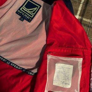 Sperry Hooded Rain Resistant Jacket Red Mens Large